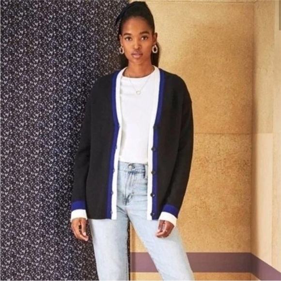 Court & Rowe Wool Blend V-Neck Button Front Cardigan In Black Size M NWOT - Picture 1 of 14